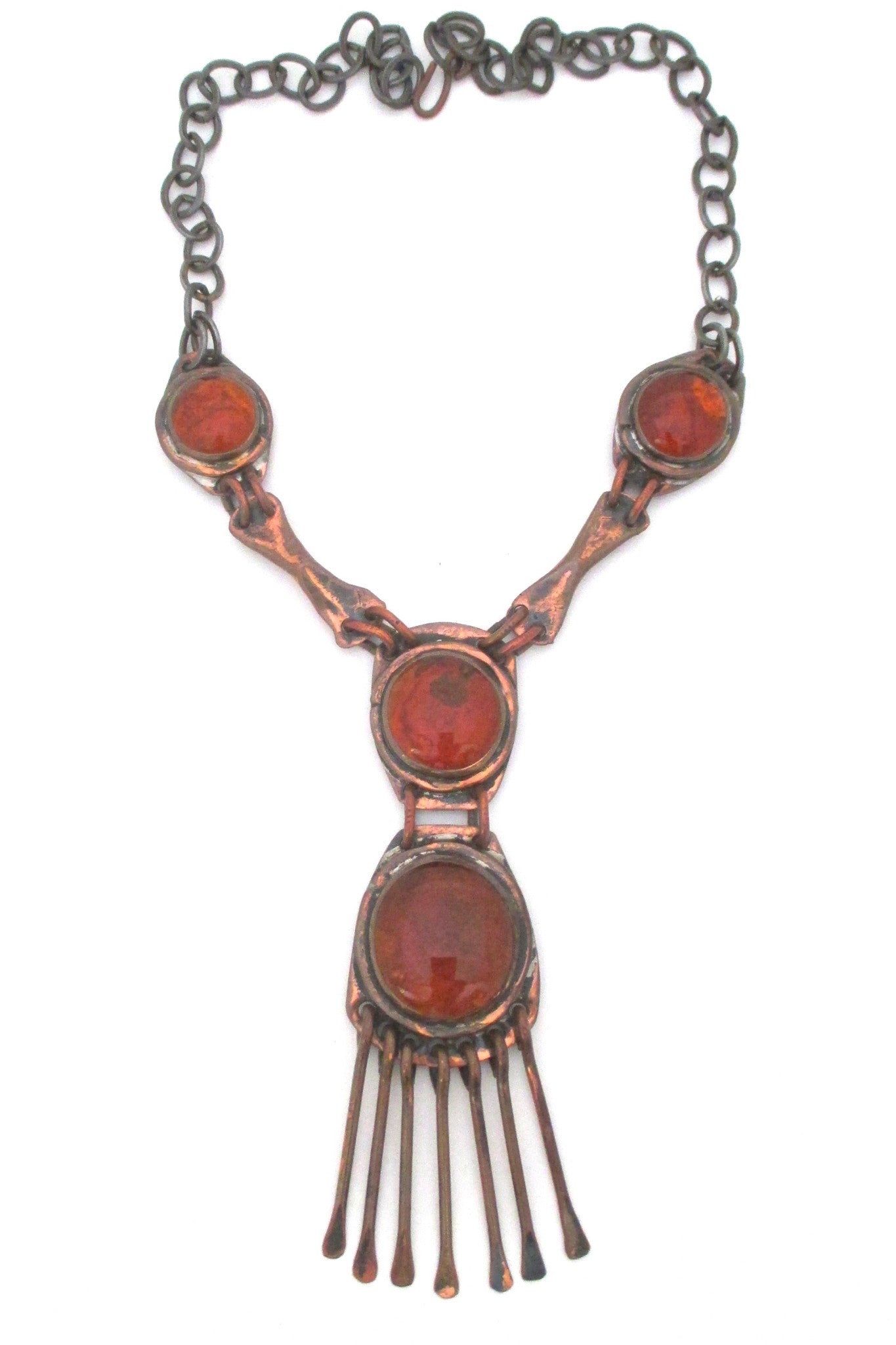 top Rafael Alfandary Canada huge multi stone brutalist statement copper fringe necklace