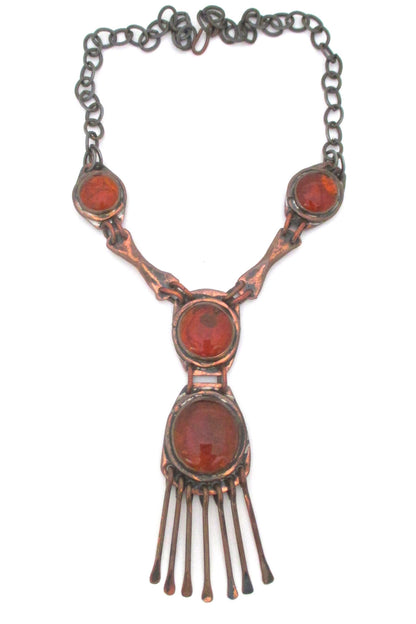 top Rafael Alfandary Canada huge multi stone brutalist statement copper fringe necklace