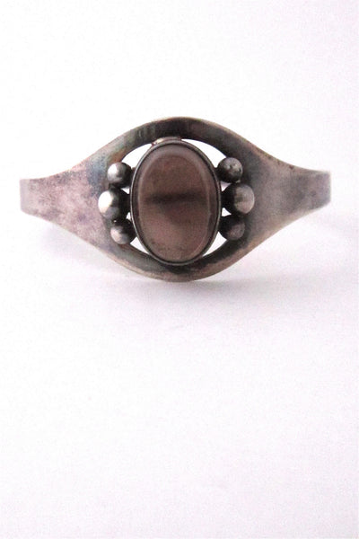 Erik Granit Finland sterling silver and smoky quartz midcentury bracelet 1966
