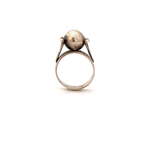 profile Rytosztuka Poland vintage Modernist silver sphere ring mid century jewelry design