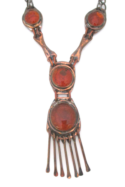 detail Rafael Alfandary Canada huge multi stone brutalist statement copper fringe necklace