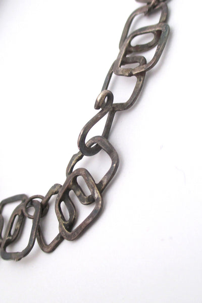 studio made sterling silver large 'layered squares' neck piece - signed