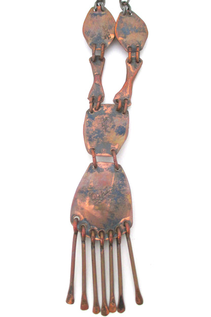 Rafael Canada large four stone copper fringe necklace