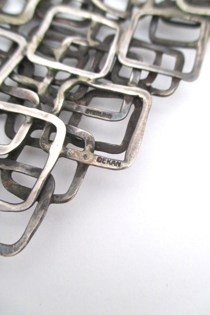 studio made sterling silver large 'layered squares' neck piece - signed
