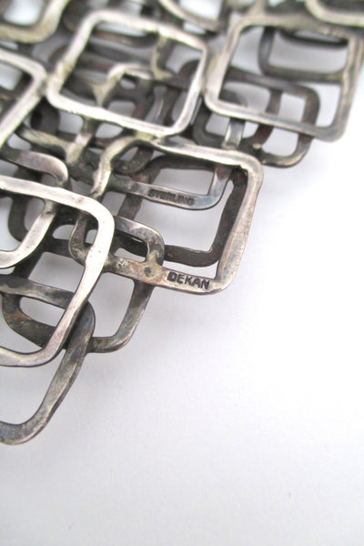 studio made sterling silver large 'layered squares' neck piece - signed