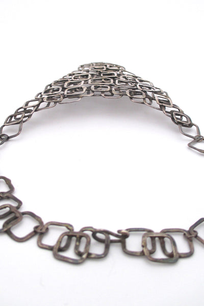studio made sterling silver large 'layered squares' neck piece - signed