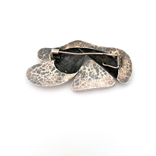 silver & mother of pearl brooch ~ nicely constructed