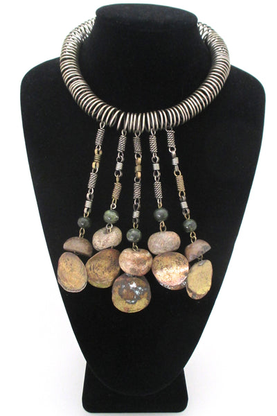 Dona Mexico massive mixed metals & stone kinetic collier