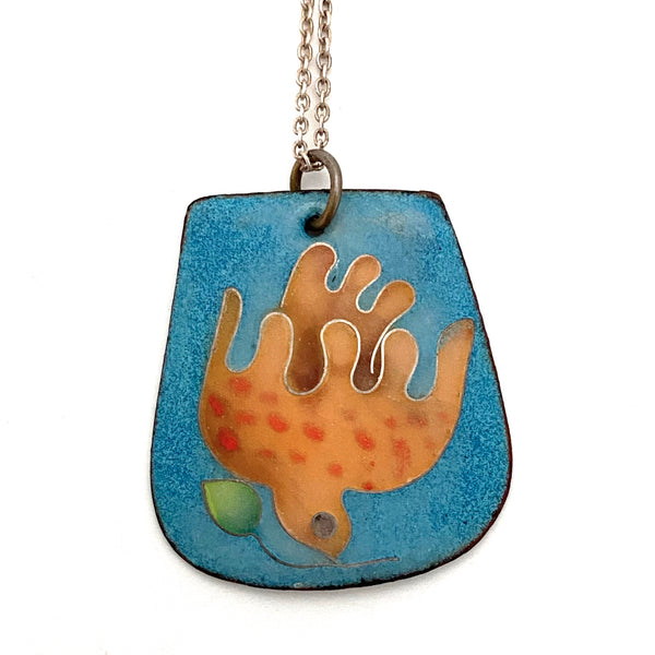 matte enamel cloisonne pendant necklace ~ peace bird