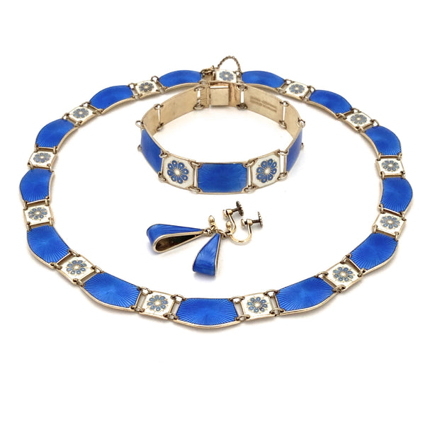 David-Andersen silver gilt & enamel necklace ~ light blue