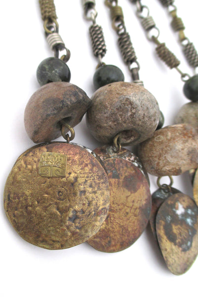 Dona Mexico massive mixed metals & stone kinetic collier