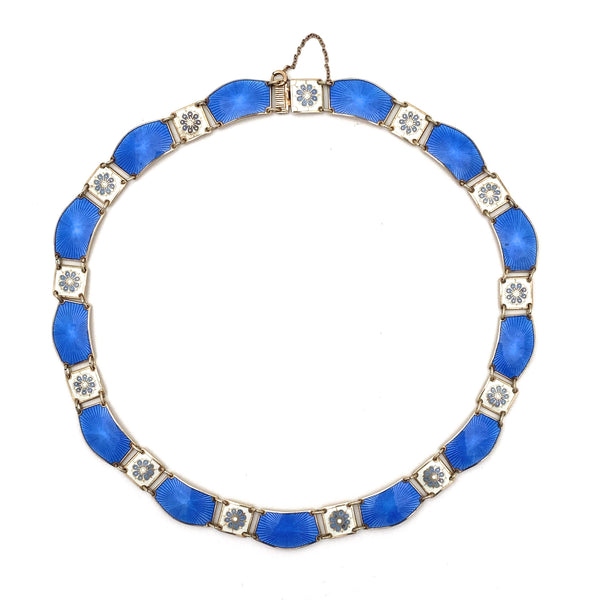 David-Andersen silver gilt & enamel necklace ~ light blue