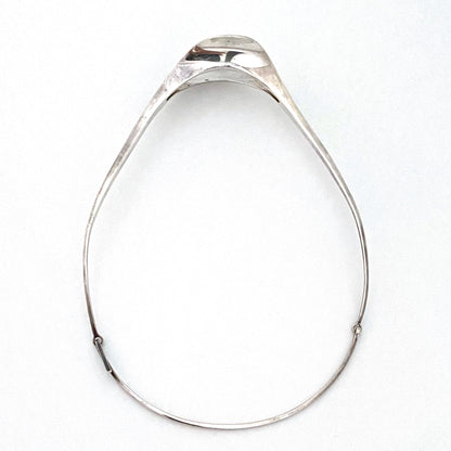vintage heavy silver hand wrought curvy choker necklace ~ Poland