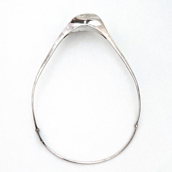 vintage heavy silver hand wrought curvy choker necklace ~ Poland