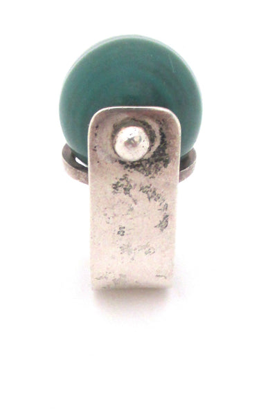 banded agate and silver large statement ring