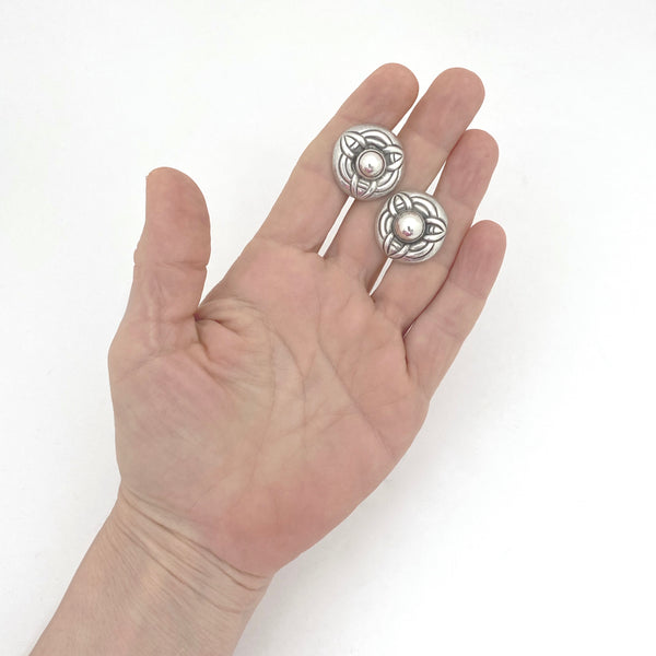 detail scale Georg Jensen Denmark vintage silver earrings 7 Scandinavian Modern jewelry design