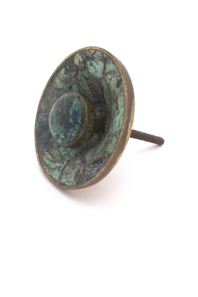 detail los Castillo Mexico vintage mid century brass stone inlay pulls set vintage hardware