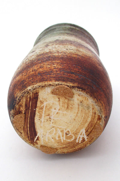 Arabia unique glazed chamotte vase by Paul Envalds