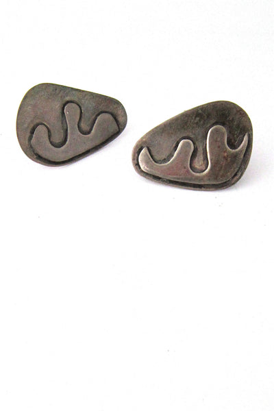 vintage sterling silver studio made large biomorphic cuff links