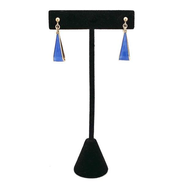 Norway vintage silver & enamel guilloche drop earrings