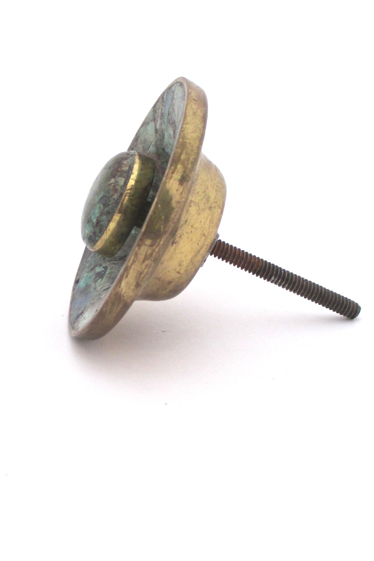 profile los Castillo Mexico vintage mid century brass stone inlay pulls set vintage hardware