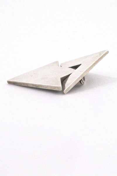 profile Hans Hansen Denmark vintage Scandinavian Modern silver kinetic hinged brooch Nordic design 