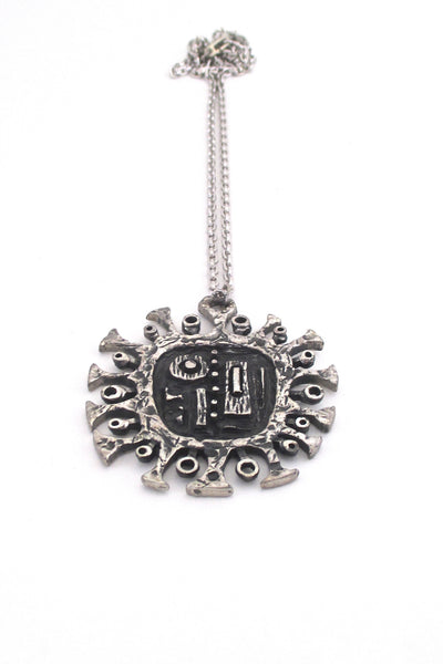 Guy Vidal brutalist sun large pendant necklace