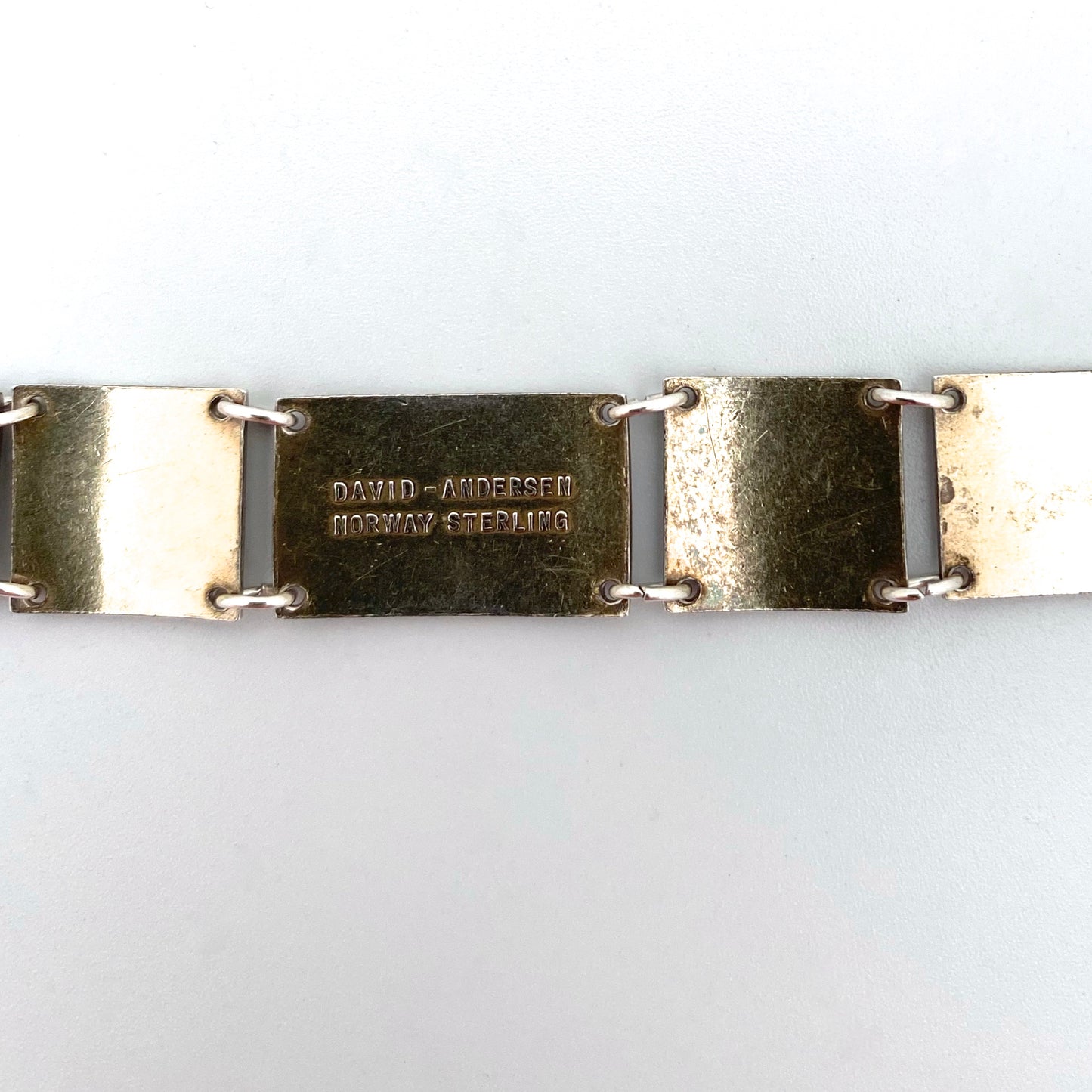 David-Andersen silver & enamel panel link bracelet ~ cobalt blue