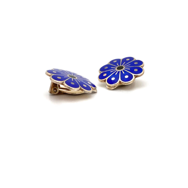 profile David-Andersen Norway vintage silver enamel earrings Scandinavian jewelry design