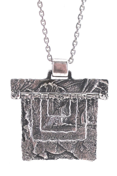 Guy Vidal large kinetic textured pewter pendant necklace
