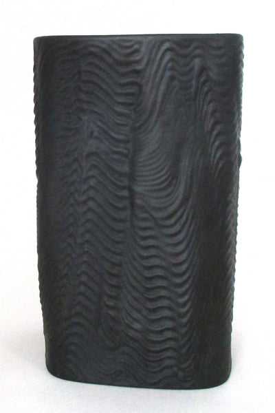 Rosenthal Germany vintage porcelaine noire (black porcelain) waves vase by Martin Freyer
