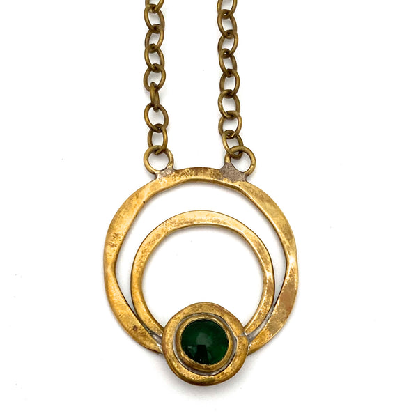 Rafael Canada brass pendant necklace ~ clear dark green