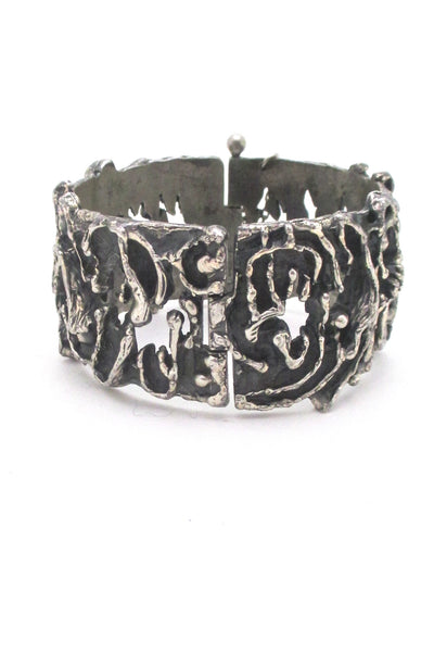 Guy Vidal heavily textured wide hinged bracelet