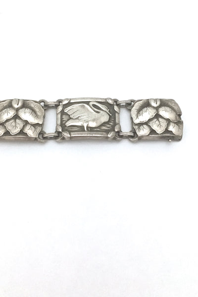 detail Georg Jensen Denmark vintage silver swans link bracelet 42