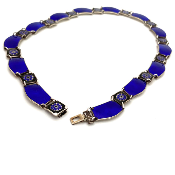 David-Andersen silver & enamel choker necklace ~ cobalt blue