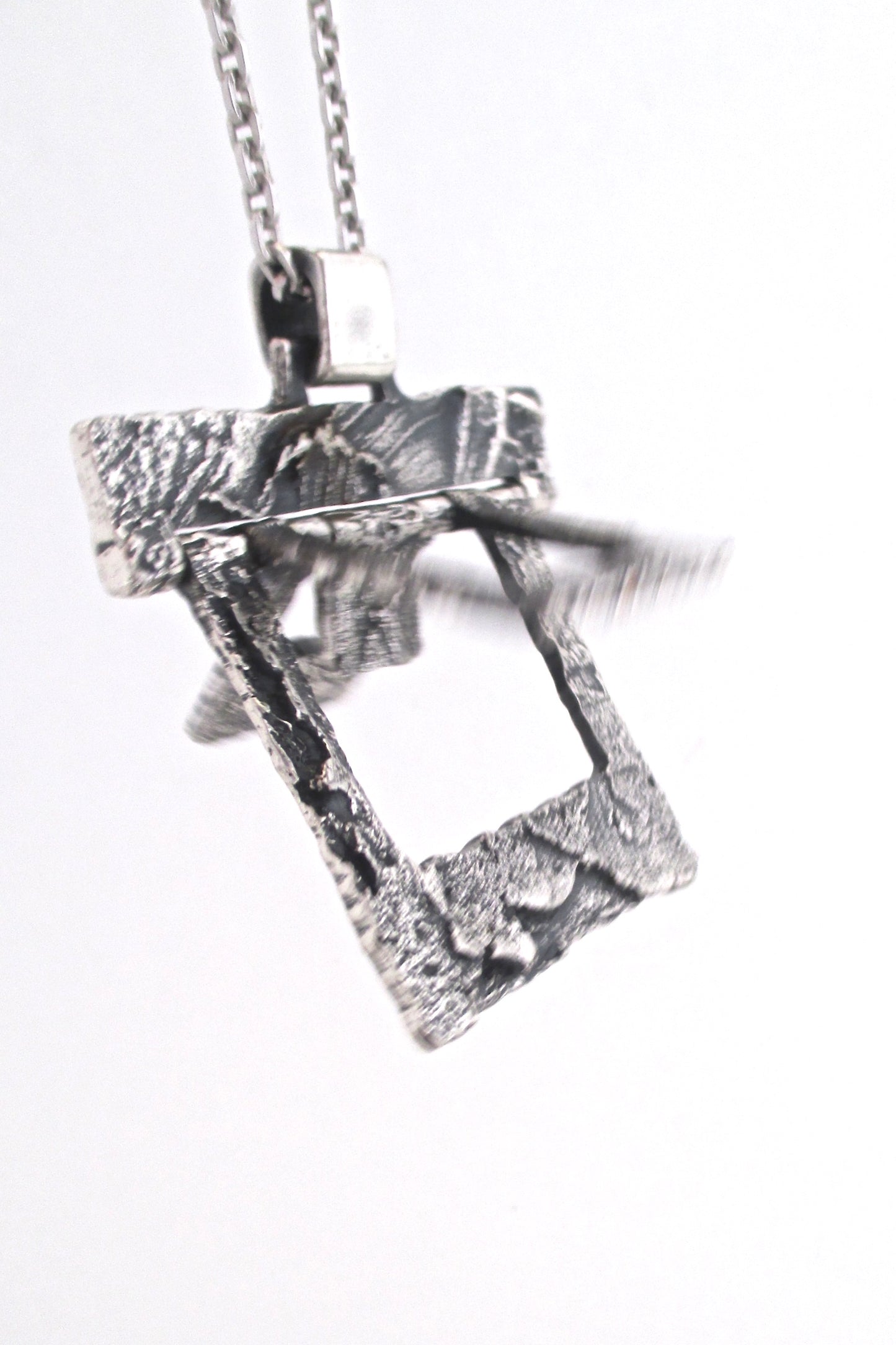Guy Vidal large kinetic textured pewter pendant necklace