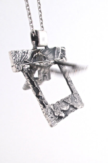 Guy Vidal large kinetic textured pewter pendant necklace