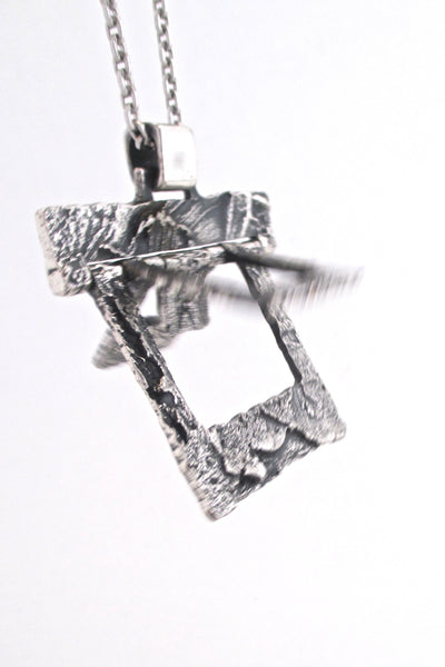 Guy Vidal large kinetic textured pewter pendant necklace
