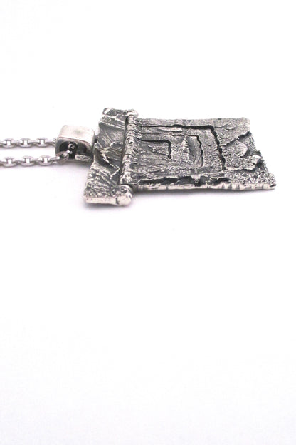 profile Guy Vidal Canada large vintage textured brutalist pewter kinetic pendant necklace