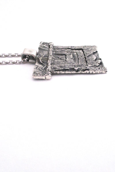 profile Guy Vidal Canada large vintage textured brutalist pewter kinetic pendant necklace