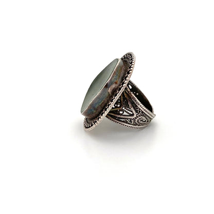 profile vintage silver filigree Roman glass ring Israel