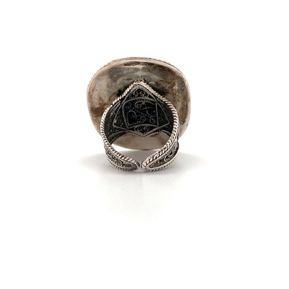 Roman glass large silver filigree ring ~ Israel