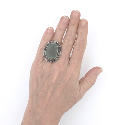 scale vintage silver filigree Roman glass ring Israel