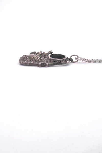 profile Guy Vidal Canada vintage brutalist pewter little fish pendant necklace