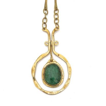 Rafael Canada brass classic kinetic pendant necklace ~ clear green