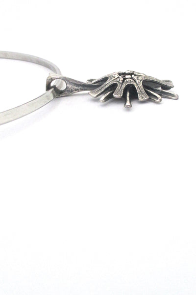 profile Guy Vidal Canada vintage brutalist pewter starburst choker pendant necklace