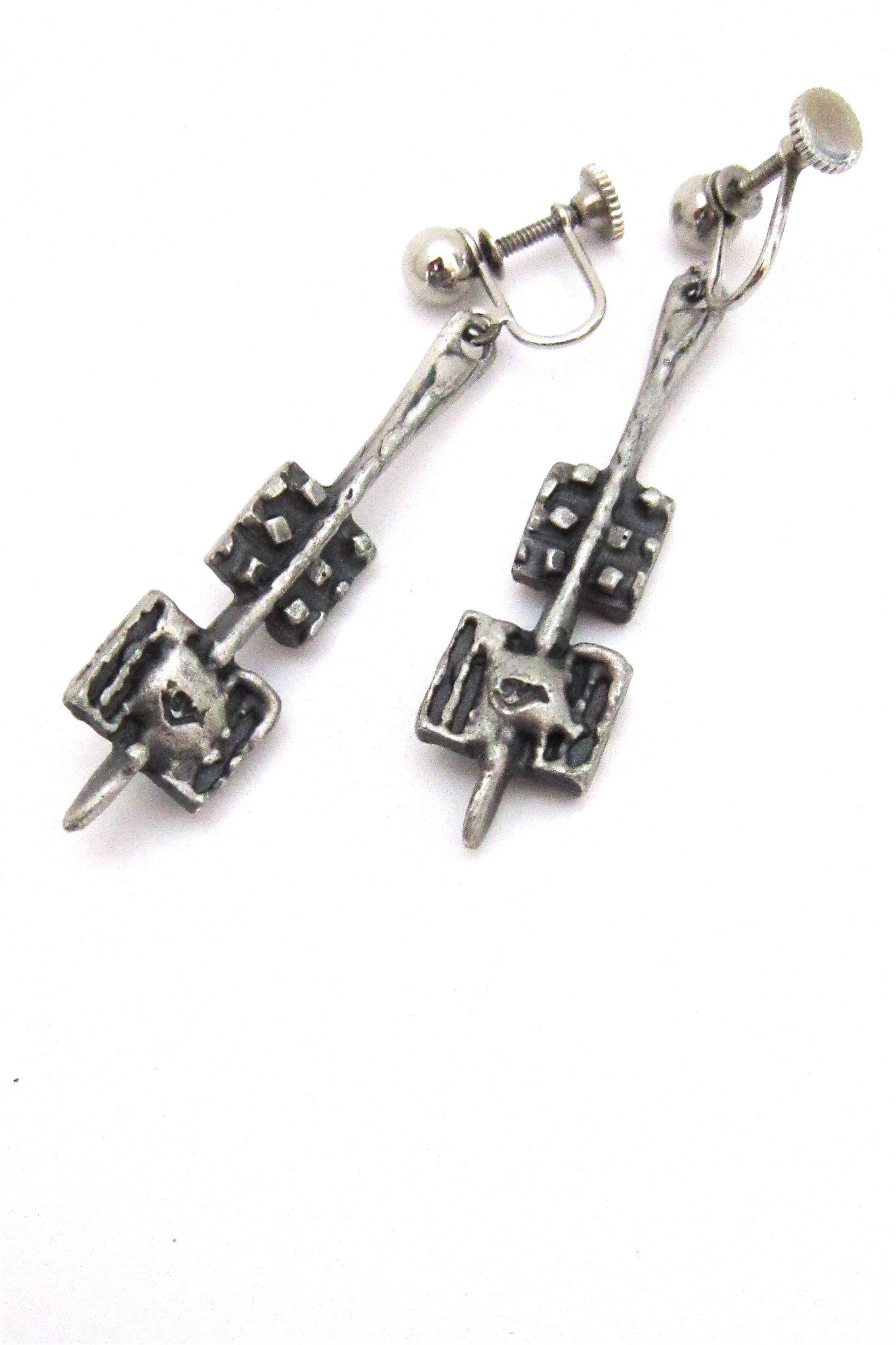Guy Vidal textured squares drop earrings