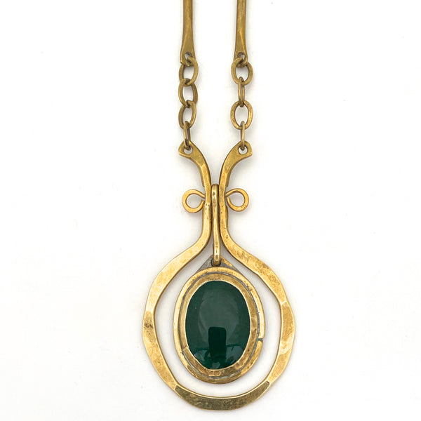 Rafael Canada brass classic kinetic pendant necklace ~ clear dark green