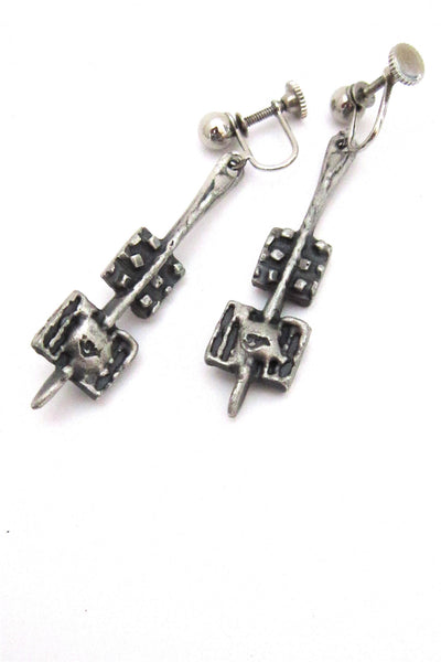 Guy Vidal textured squares drop earrings