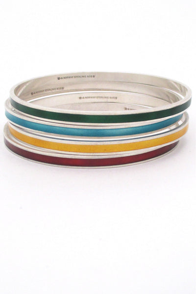 David-Andersen Norway vintage Scandinavian Modernist sterling silver & enamel bangle bracelets